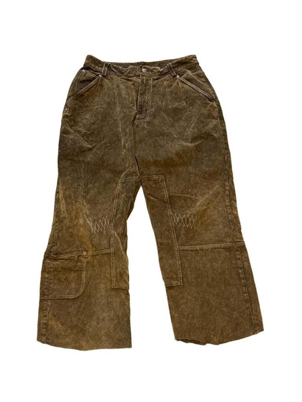 M. Julian Wilsons Suede Leather Pants Distressed Brown Size 34